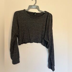 Wild Fable Dark Gray Cropped Long Sleeve Top